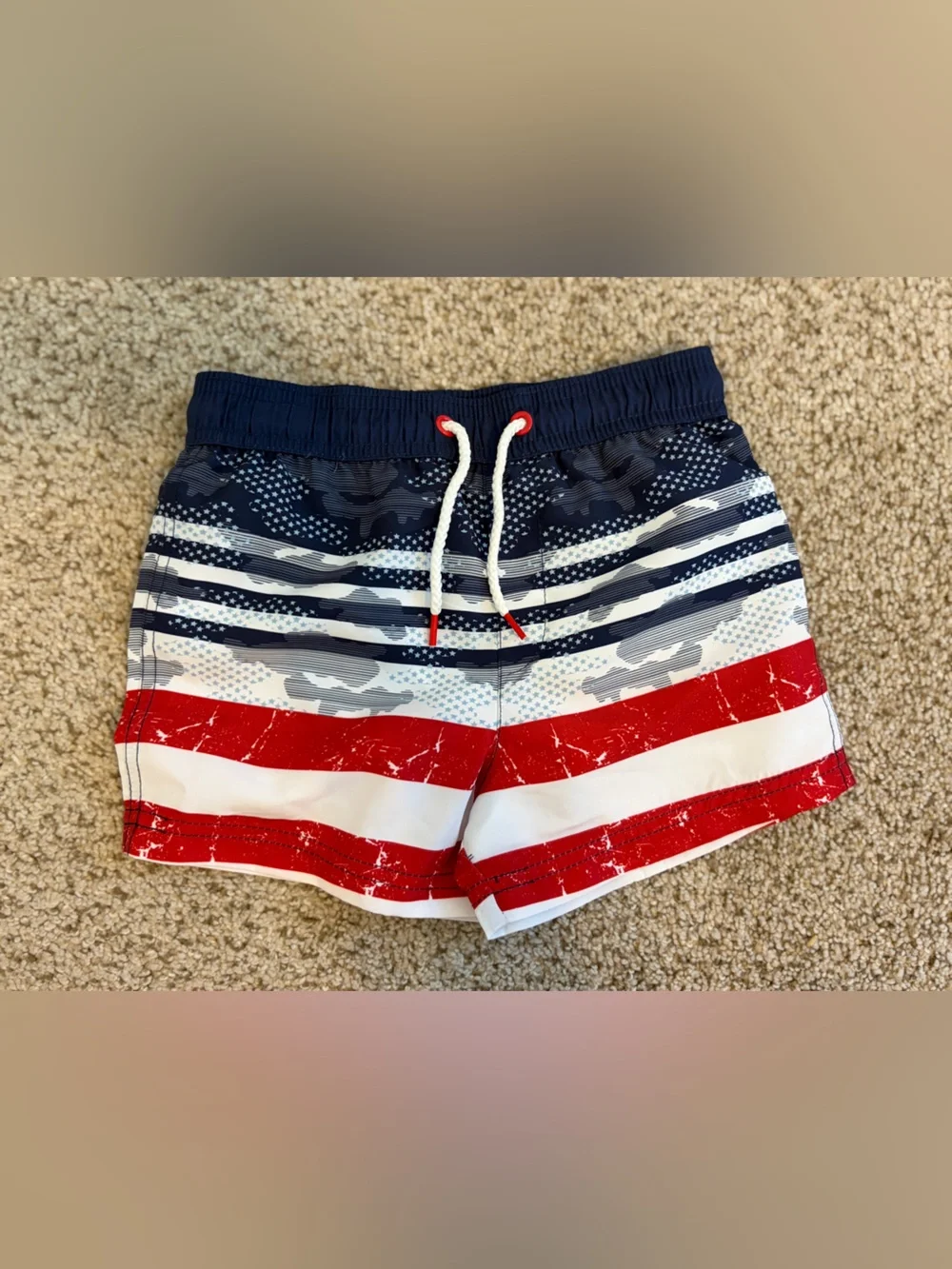 Tommy Bahama Boys 4T Swim Trunks NWT Red White Blue Flag USA